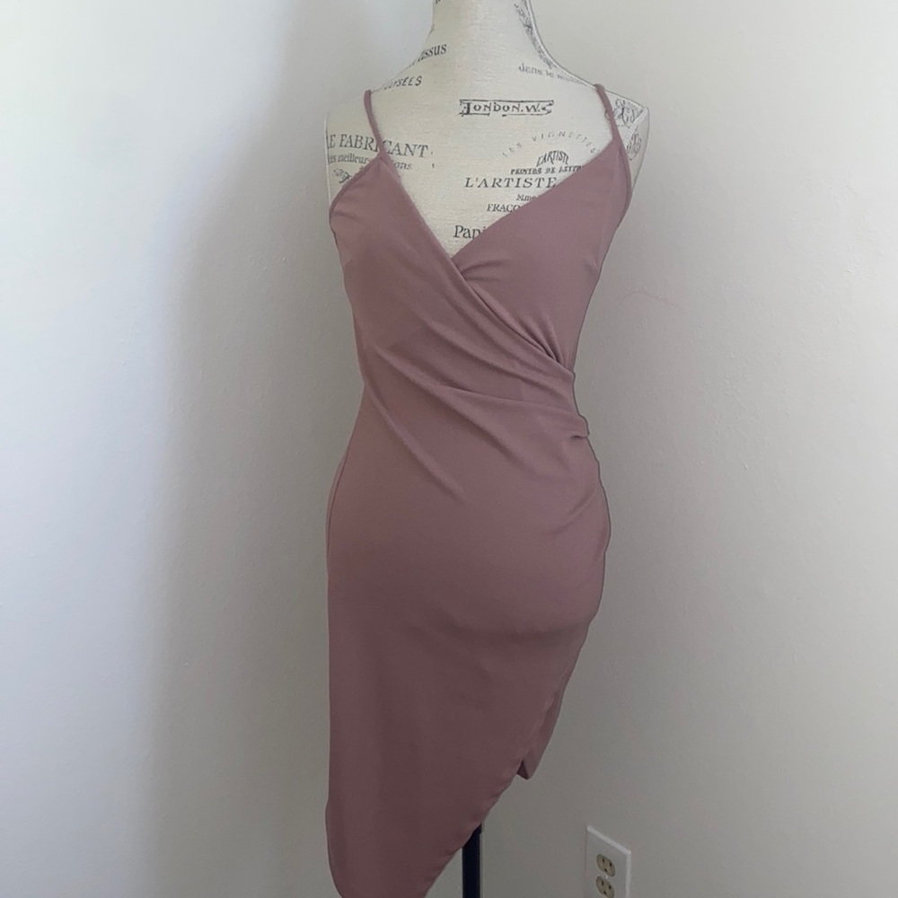 Pink Envelope Cut Body Con Dress